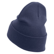 Licensed Star US Army Retired Military Embroidered 12 Inch Solid Knit Cuff Long Beanie Made in USA - Navy OSFM