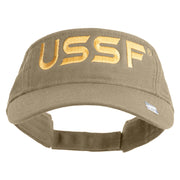USSF Gold Letter Design Embroidered Pro Style Cotton Twill Washed Visor - Khaki OSFM