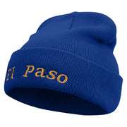 El Paso Logo Embroidered Super Stretch Knit Watch Cap Beanie - Royal OSFM