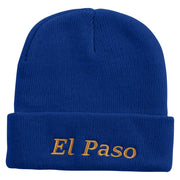 El Paso Logo Embroidered Super Stretch Knit Watch Cap Beanie - Royal OSFM