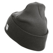 Marine Veteran Logo Embroidered 12 Inch Solid Knit Cuff Long Beanie Made in USA - Charcoal OSFM