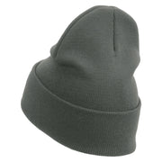 Licensed Star US Army Retired Military Embroidered 12 Inch Solid Knit Cuff Long Beanie Made in USA - Charcoal OSFM