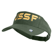 USSF Gold Letter Design Embroidered Pro Style Cotton Twill Washed Visor - Olive OSFM
