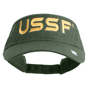 USSF Gold Letter Design Embroidered Pro Style Cotton Twill Washed Visor - Olive OSFM