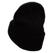 818 Embroidered 12 Inch Long Knitted Beanie - Black OSFM