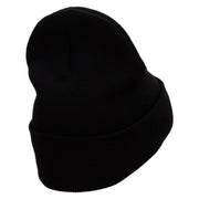 818 Embroidered 12 Inch Long Knitted Beanie - Black OSFM