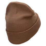 Hot Coca Marshmellow Embroidered 12 inch Acrylic Cuffed Long Beanie - Khaki OSFM