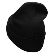 Hot Coca Marshmellow Embroidered 12 inch Acrylic Cuffed Long Beanie - Black OSFM