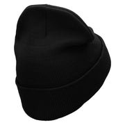 Hot Coca Marshmellow Embroidered 12 inch Acrylic Cuffed Long Beanie - Black OSFM