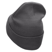 Hot Coca Marshmellow Embroidered 12 inch Acrylic Cuffed Long Beanie - Charcoal OSFM