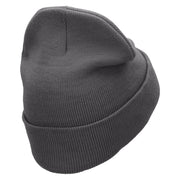 Hot Coca Marshmellow Embroidered 12 inch Acrylic Cuffed Long Beanie - Charcoal OSFM