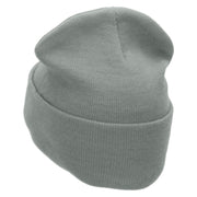 Camping Trip Embroidered 12 inch Acrylic Cuffed Long Beanie - Grey OSFM