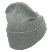 Camping Trip Embroidered 12 inch Acrylic Cuffed Long Beanie - Grey OSFM