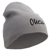 Ouch Embroidered 8 inch Acrylic Short Beanie - Grey OSFM