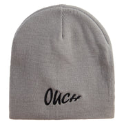 Ouch Embroidered 8 inch Acrylic Short Beanie - Grey OSFM