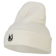 Boston Terrier Dog Face Embroidered Long Beanie