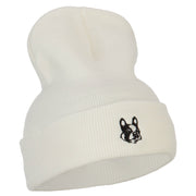 Boston Terrier Dog Face Embroidered Long Beanie