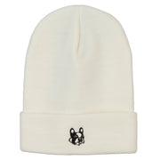 Boston Terrier Dog Face Embroidered Long Beanie