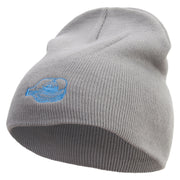 Aqua Ship and Bottle Embroidered 12 inch Acrylic Cuffed Long Beanie - Grey OSFM