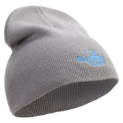 Aqua Ship and Bottle Embroidered 12 inch Acrylic Cuffed Long Beanie - Grey OSFM