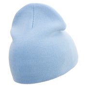 Cute Bird with Heart Embroidered 8 inch Acrylic Short Beanie - Lt-Blue OSFM