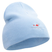 Cute Bird with Heart Embroidered 8 inch Acrylic Short Beanie - Lt-Blue OSFM