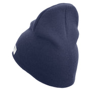 Marine Veteran Symbol Embroidered 8 Inch Solid Knit Short Beanie Made in USA - Navy OSFM