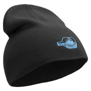 Aqua Ship and Bottle Embroidered 12 inch Acrylic Cuffed Long Beanie - Black OSFM