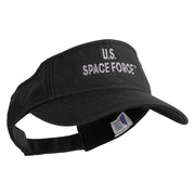 US Space Force Grey Letter Design Embroidered Pro Style Cotton Twill Washed Visor - Black OSFM
