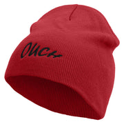 Ouch Embroidered 8 inch Acrylic Short Beanie - Red OSFM