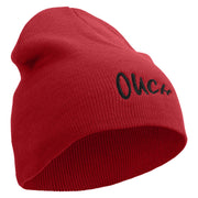 Ouch Embroidered 8 inch Acrylic Short Beanie - Red OSFM