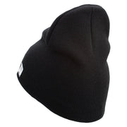 Marine Veteran Symbol Embroidered 8 Inch Solid Knit Short Beanie Made in USA - Black OSFM