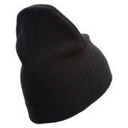 Marine Veteran Symbol Embroidered 8 Inch Solid Knit Short Beanie Made in USA - Black OSFM