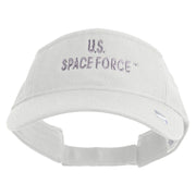 US Space Force Grey Letter Design Embroidered Pro Style Cotton Twill Washed Visor - White OSFM