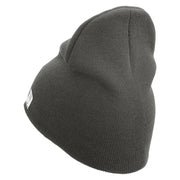 Marine Veteran Symbol Embroidered 8 Inch Solid Knit Short Beanie Made in USA - Charcoal OSFM
