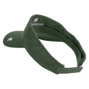 US Space Force Grey Letter Design Embroidered Pro Style Cotton Twill Washed Visor - Olive OSFM