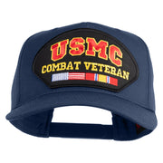 USMC Combat Veteran Patched Solid Cotton Twill 5 Panel Prostyle Snap Cap - Navy OSFM