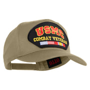 USMC Combat Veteran Patched Solid Cotton Twill 5 Panel Prostyle Snap Cap - Khaki OSFM