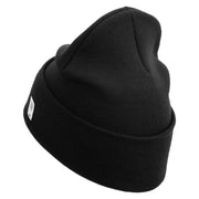 United States Marines Semper Fi Logo Embroidered 12 Inch Solid Knit Cuff Long Beanie Made in USA - Black OSFM