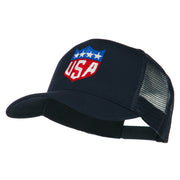 USA Flag Badge Embroidered Mesh Back Cap