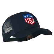 USA Flag Badge Embroidered Mesh Back Cap