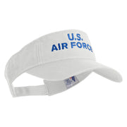 US Air Force Navy Letter Design Embroidered Pro Style Cotton Twill Washed Visor - White OSFM