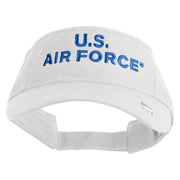 US Air Force Navy Letter Design Embroidered Pro Style Cotton Twill Washed Visor - White OSFM