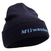 Milwaukee Wisconsin Logo Embroidered Super Stretch Knit Watch Cap Beanie - Black OSFM