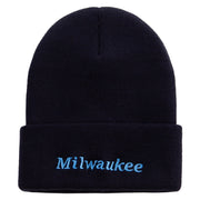 Milwaukee Wisconsin Logo Embroidered Super Stretch Knit Watch Cap Beanie - Black OSFM