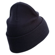 United States Marines Semper Fi Logo Embroidered 12 Inch Solid Knit Cuff Long Beanie Made in USA - Navy OSFM