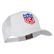 USA Flag Badge Embroidered Mesh Back Cap