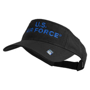 US Air Force Navy Letter Design Embroidered Pro Style Cotton Twill Washed Visor - Black OSFM