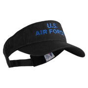 US Air Force Navy Letter Design Embroidered Pro Style Cotton Twill Washed Visor - Black OSFM
