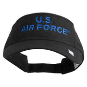 US Air Force Navy Letter Design Embroidered Pro Style Cotton Twill Washed Visor - Black OSFM